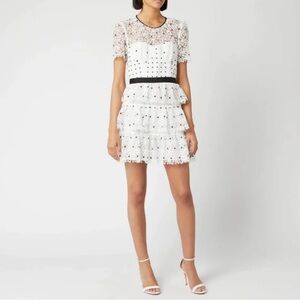 Self Portrait Hibiscus Floral Guipure Mini Dress